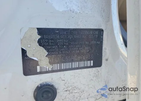 2011 BMW 535 Xi из США, поврежденный, VIN WBAFU7C55BC876933